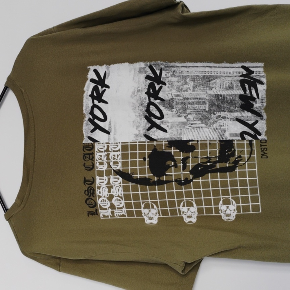 Taco Tuesday NY Skull Lost Cause Dystopia T-shirt Olive Green - XL
